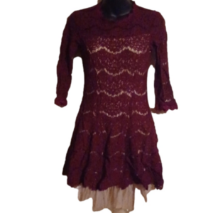 Francescas Chrochet/ lace lined boho style Burgundy colored dress. Size small.